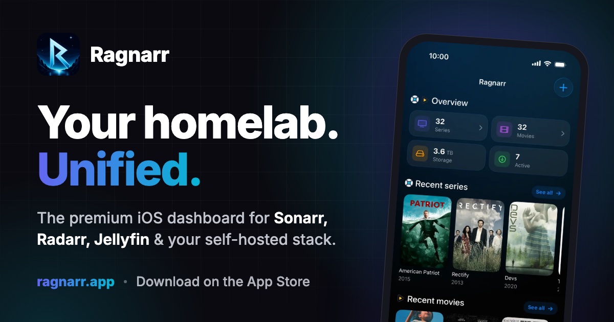 Ragnarr - Votre Homelab, Unifié. Dashboard iOS pour la stack *arr